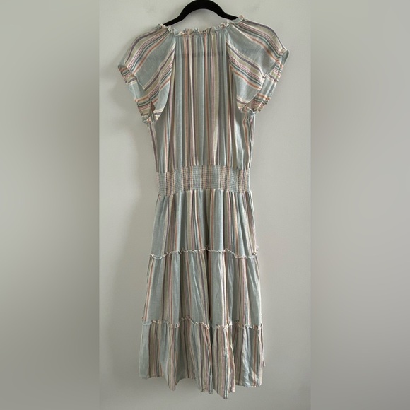 Rails Amellia Sag Harbour Stripe Linen Blend Tiered Midi Dress Size XS - Picture 8 of 11